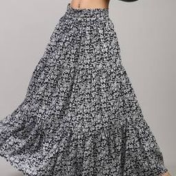 Shein Floral Print Paperbag Waist Tiered Maxi Skirt-image-92