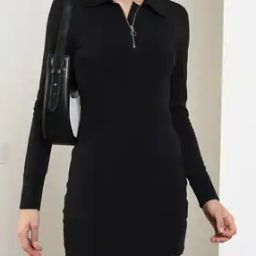 Shein Full Sleeve Ribbed Mini Bodycon Dress-image-55