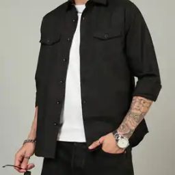 Shein Spread Collar Full Sleeves Chest Pocket Shirt-image-24