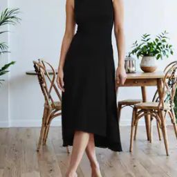 Shein Sleeveless High Low Flared Midi A-Line Dress-image-1