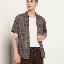 Shein Short Sleeves Spread Collar Geometric Print Shirt-image-25