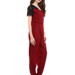la zoire Solid V-neck Jumpsuit image 2