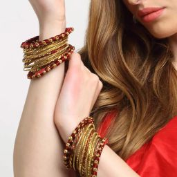 shining diva Set of 26 Gold-Plated Slip-On Bangles image 2
