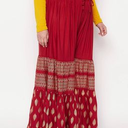 clora creation plus Geometric Print Flared Sharara with Drawstring Waist image 2