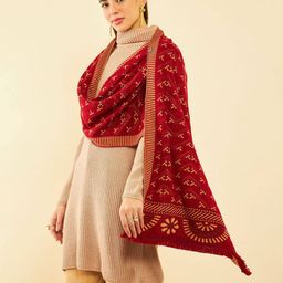 soch Chevron Pattern Shawl with Frayed Hem image 2