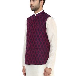 kisah Woven-Design Nehru jacket with Insert Pocket image 2