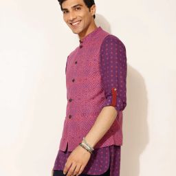 fabindia FabBasics Chevron Pattern Nehru Jacket image 2