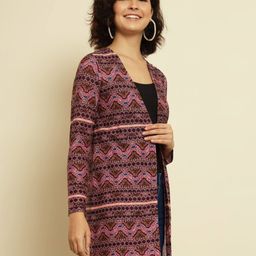 trend arrest Geometric Print Front-Open Bolero image 2