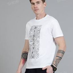 Shein Casual Graphic Front Print Short Sleeve Crew T-Shirt-image-24
