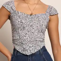 Shein Cap Sleeves Textured Animal Print Corset Style Top-image-57