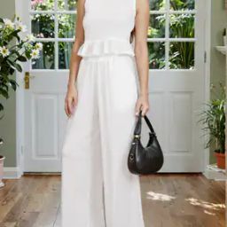 Shein Sleeveless Textured Ruffle Detail Top With Pants-image-56