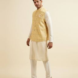 manyavar Men Embroidered Nehru Jacket with Button-Closure image 2