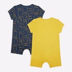 mothercare Pack of 2 Printed Rompers with Button Closure image 2