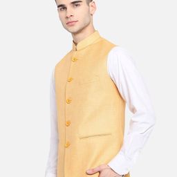 deific Men Regular Fit Nehru Jacket with Welt Pockets image 2