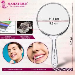 majestique Dual Side 1X/10X Magnifying Large Handheld Mirror image 2