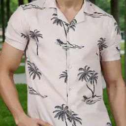 Shein Bohemian Cuban Collar Short Sleeve Tropical Print Shirt-image-59