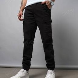 Shein Street Flap Pocket Jogger Style Drawstring Waist Cargo Pants-picture-32