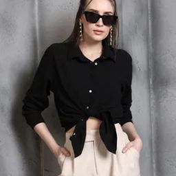 Shein Medium Length Spread Collar Cuffed Full Sleeves Shirt-image-49