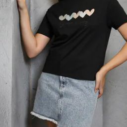 Shein Drop-Shoulder Sleeves Typographic Chest Print Loose Fit Tshirt-image-30