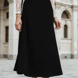 Shein Elegant Black Woven Polyester Skirt with Belt-image-54