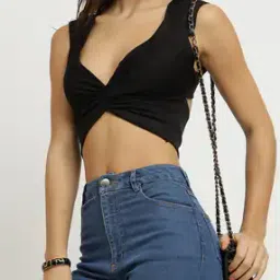 Shein Twisted Front Cut Out Back Ruched Crop Top-image-78