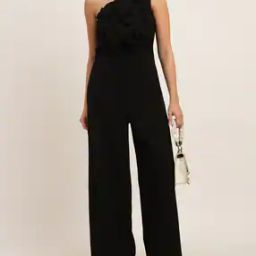 Shein Party One Shoulder Flower Applique Jumpsuits with Zip-image-3