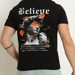 Shein Short Sleeve Typographic Back Print Crew Tshirt-image-71