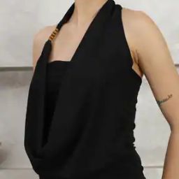 Shein Draped Cowl Halter Neck Beads Detail Sleeveless Top-image-16