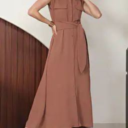 Shein Elegant Maxi Length Extended Sleeve Flared Hem A-line Dress-image-63