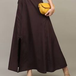 Shein Maxi A-Line Slit Skirt with Belt & Side Pockets-image-91