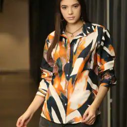 Shein Medium Length Cuffed Full Sleeve Abstract Print Shirt-image-86