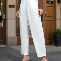 Shein Ankle Length High Rise Pleated Baggy Fit Trousers-image-96