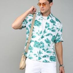 Shein Casual Abstract Print Spread Collar Short Sleeves Classic Shirt-image-9