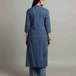 indie picks Dabu Print Straight Kurta with Insert Pockets image 3