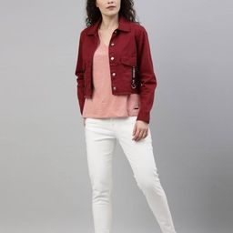 campus sutra Button Closure Short Jacket image 3