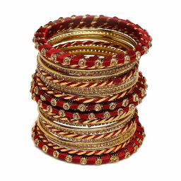shining diva Set of 26 Gold-Plated Slip-On Bangles image 3