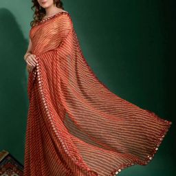 saree mall Leheriya Print Saree with Embellished Border image 3