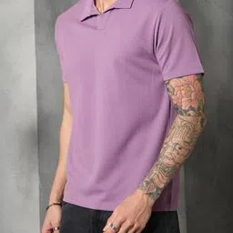 Shein Short Sleeve Textured Polo Neck Tshirt-image-10