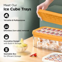 umai 2 Layer Ice Cube Trays with Storage Box & Ice Scoop image 3