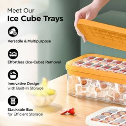 umai 2 Layer Ice Cube Trays with Storage Box & Ice Scoop image 3