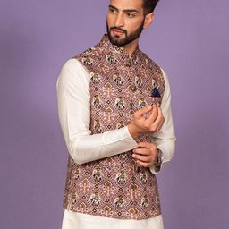 kisah Geometric Print Nehru Jacket image 3