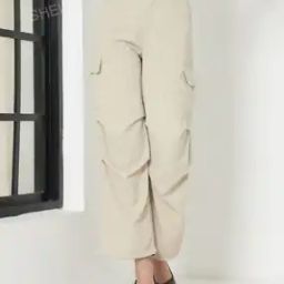 Shein Casual Full Length High Rise Fly with Button Closure Cargo Trouser-image-59