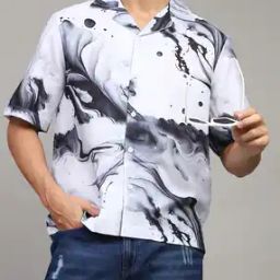 Shein Cuban Collar Abstract Print Medium Length Shirt-image-20