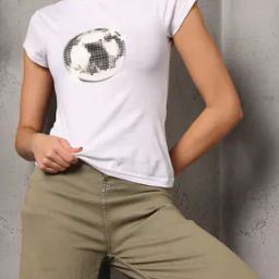 Shein Cap Sleeves Graphic Chest Print Fitted Short Tshirt-image-7