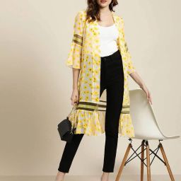 qurvii Floral Print Open-Front Shrug image 3