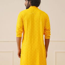 jompers Embroidered Long Kurta with Mandarin Collar image 3