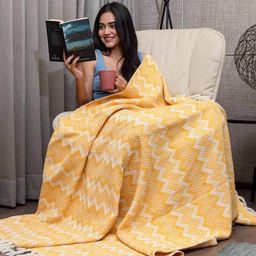 urban space Chevron Pattern Single Throw Blanket with Tassels image 3