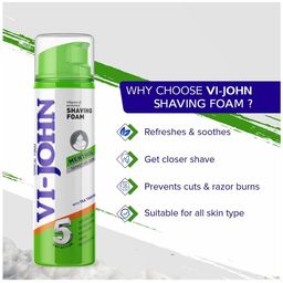 vi-john 5 Way Action Shaving Foam Enriched with Vitamin E & Menthol for Sensitive Skin image 3
