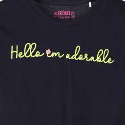kg frendz Girls Typographic Print Slim Fit Crew-Neck T-Shirt image 3