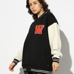 outryt by azorte Button -Down Oversized Fit Bomber Jacket image 3